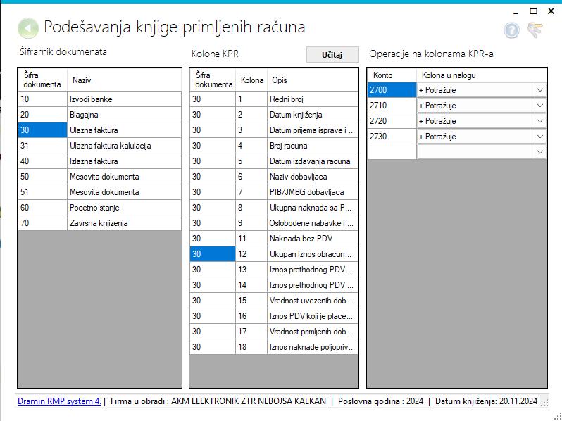 Podešavanja KPR