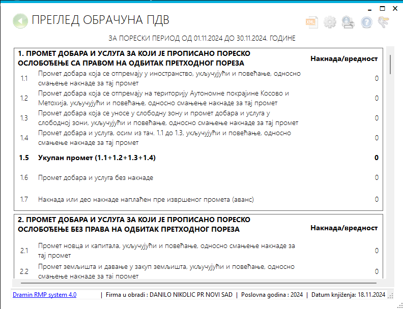 Pregled obračuna PDV