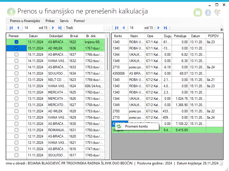 Prenos u finansijsko