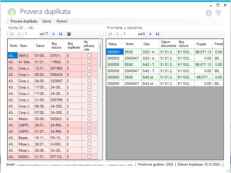 Provera duplikata