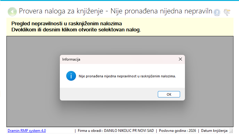 Provera naloga za knjiženje