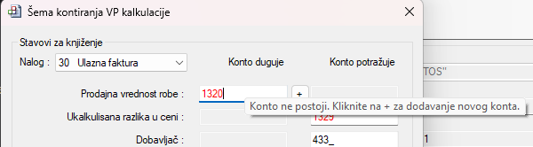 Šema kontiranja VP kalkulacije