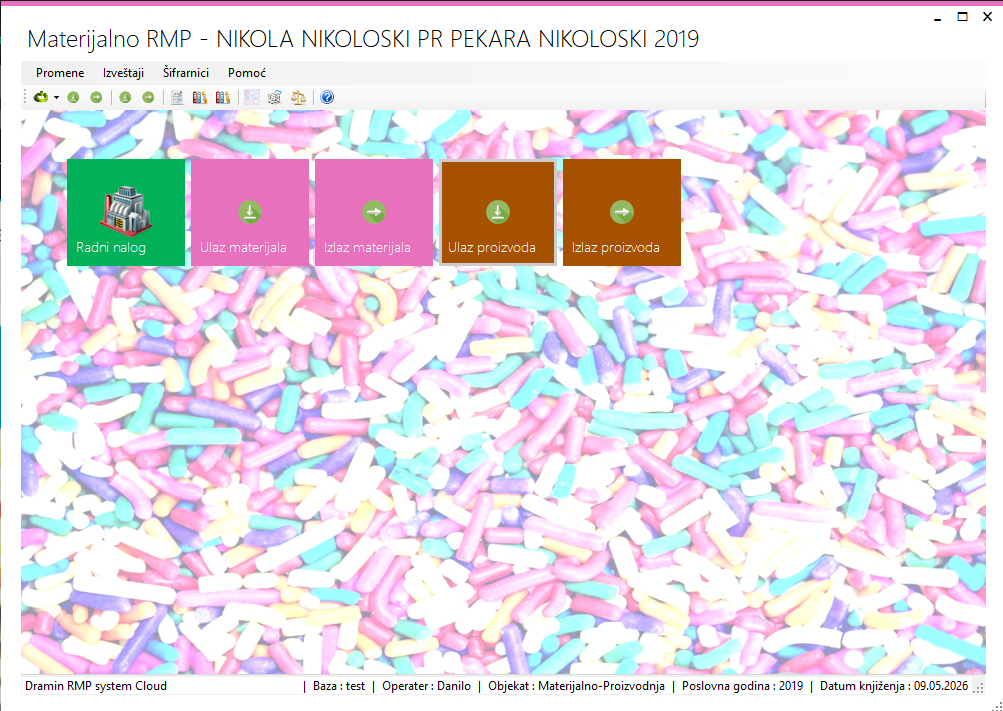 Početni ekran Materijalno RMP cloud